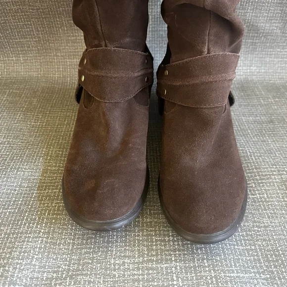 Restricted crunched Brown Suede Cowboy Knee-High Boots size - Picture 10 of 16